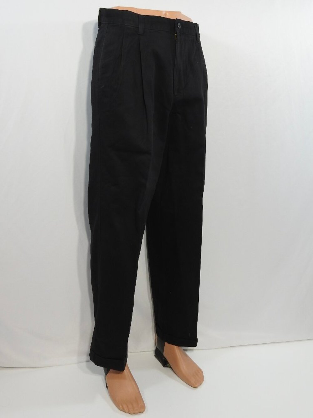Chaps 33x30 (32x30.5) Black Slacks Ralph Lauren Mens Pants Pleated 100$ Cotton